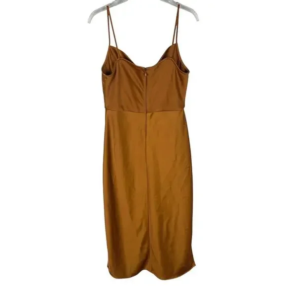 BHLDN Sachin & Babi Cali Golden Rod Cowl Neck Sleeveless Satin Slip Midi Dress 8 - Picture 4 of 8